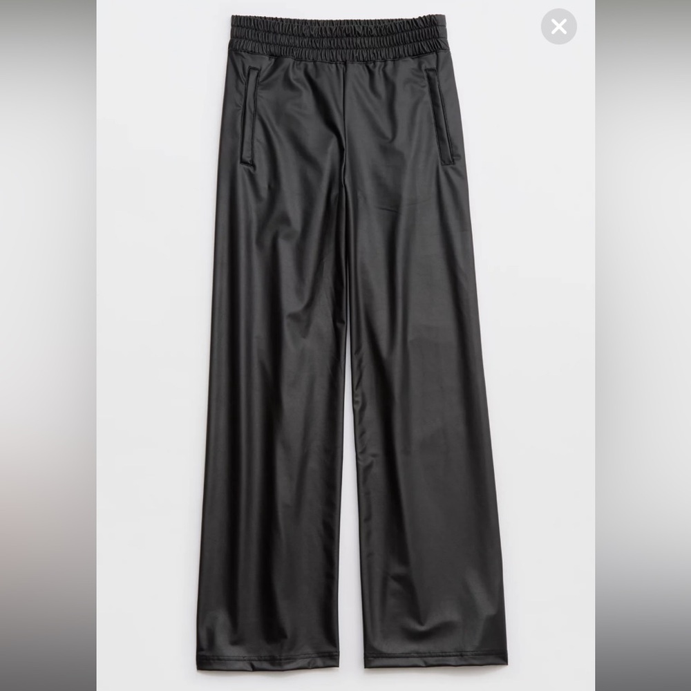 NWOT Aerie Real Luxe faux leather wide leg pants
